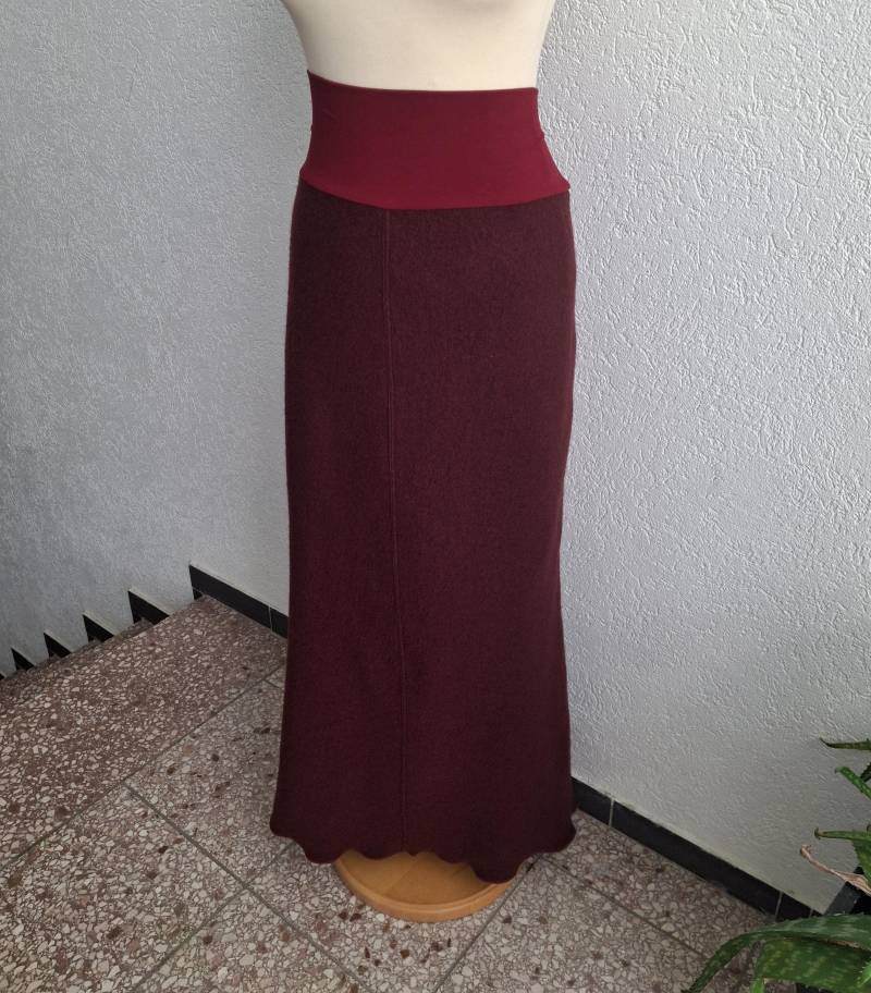 Maxirock in Bordeaux Walk Reine Wolle Knöchellang von Creativstoffe