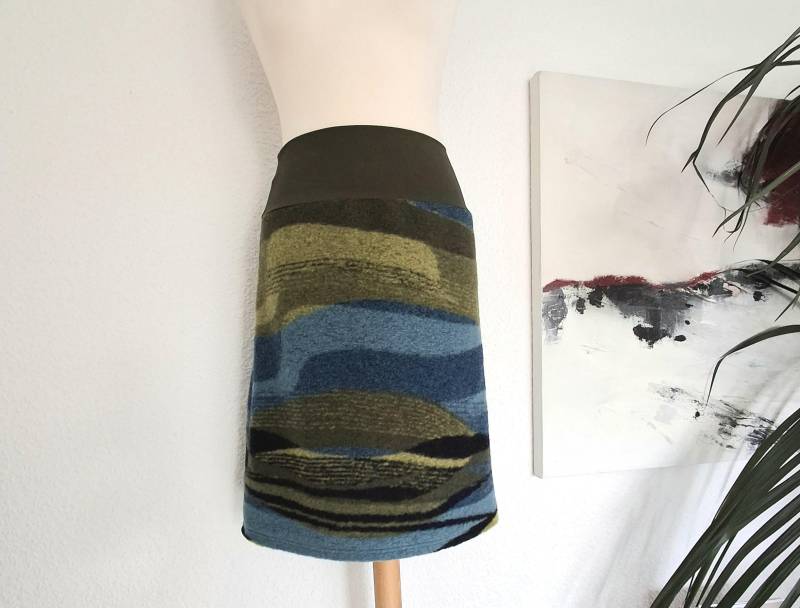 Walkrock Wollrock Aus Musterwalk Mit Bund Farben Grün/Blautöne von Creativstoffe