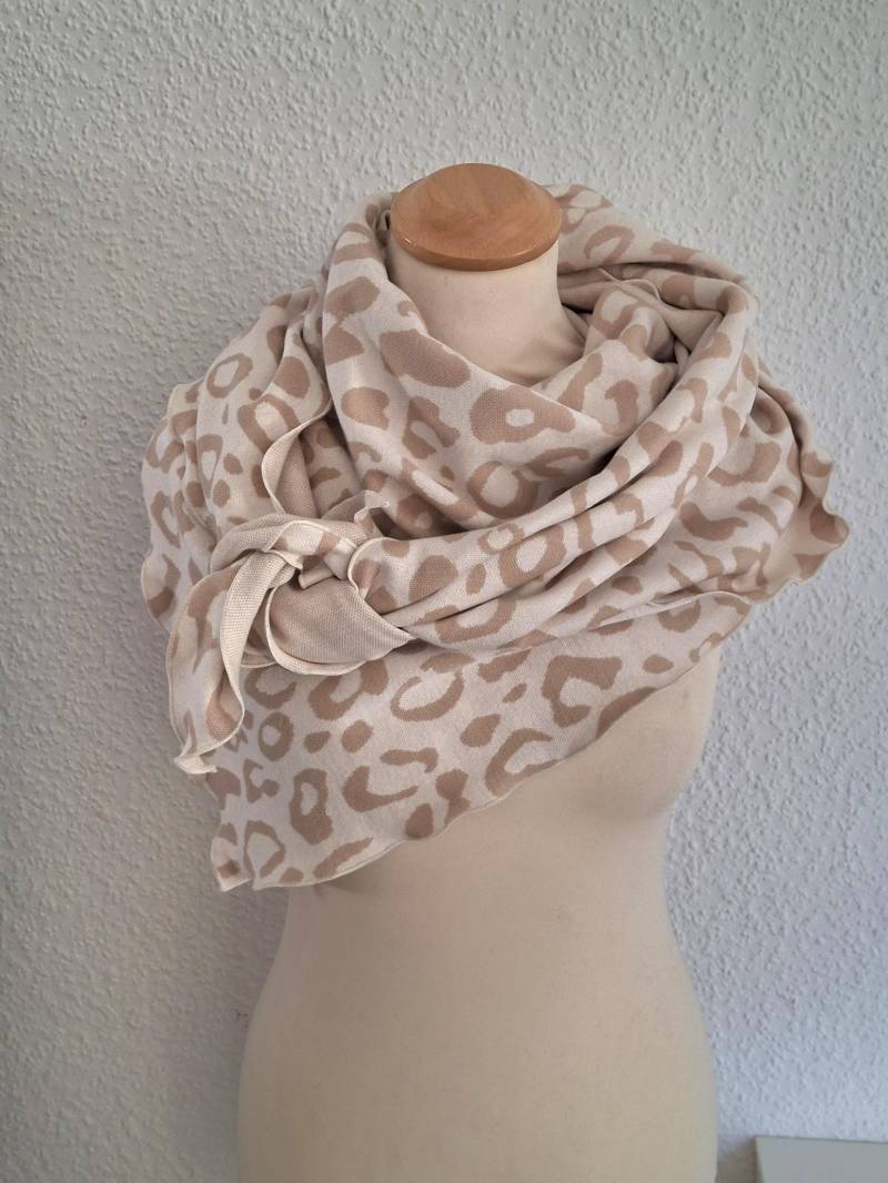 xxl - Dreieckstuch Baumwolle Aus Bio Jacquard Beige Leo von Creativstoffe