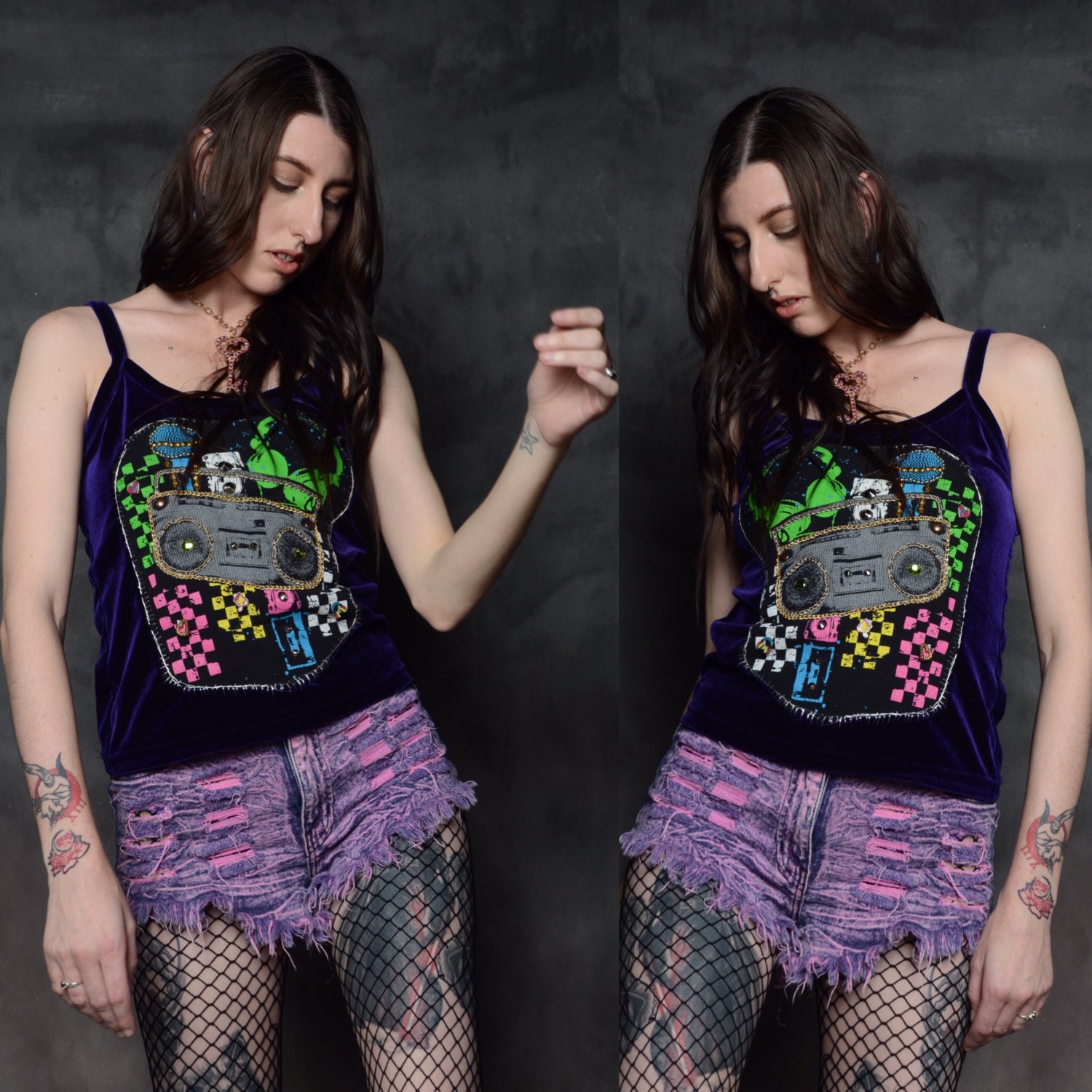 Lila Samt Tanktop Für Musikliebhaber Mic/Boombox Kopfhörer Lila Samt Tanktop Für Musikliebhaber Mic/Boombox Kopfhörer von CreatorsForACause