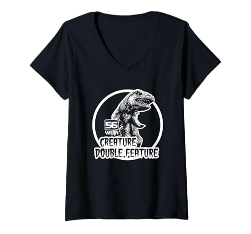 Damen Creature Double Feature Retro 1970er Jahre T-Shirt mit V-Ausschnitt Damen Creature Double Feature Retro 1970er Jahre T-Shirt mit V-Ausschnitt von Creature Double Feature