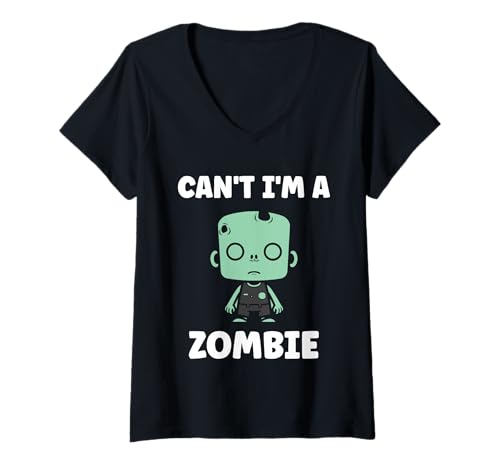 Damen Little Zombies Dead Halloween Can't I'm a Zombie T-Shirt mit V-Ausschnitt Damen Little Zombies Dead Halloween Can't I'm a Zombie T-Shirt mit V-Ausschnitt von Creature zombies simple zombie