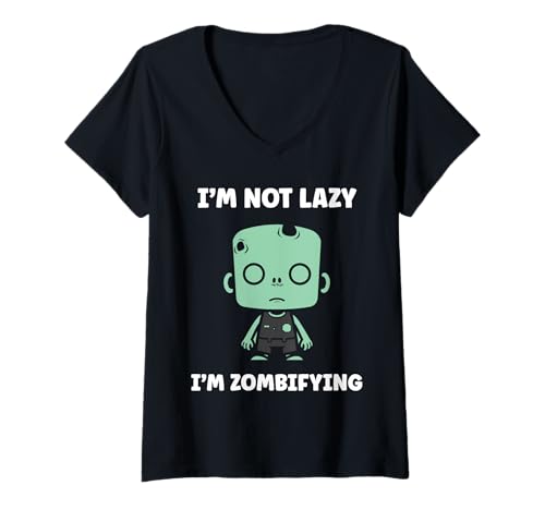 Damen Little Zombies Dead Halloween not Lazy I'm a Zombie T-Shirt mit V-Ausschnitt Damen Little Zombies Dead Halloween not Lazy I'm a Zombie T-Shirt mit V-Ausschnitt von Creature zombies simple zombie