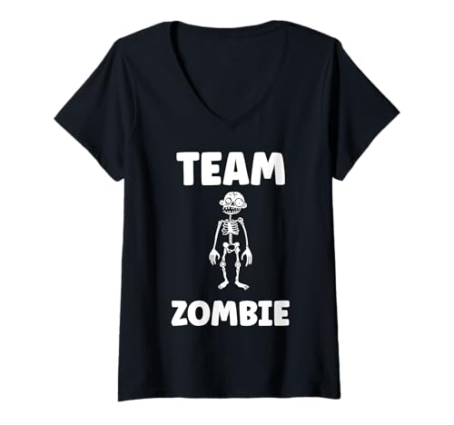 Damen Little Zombies Funny Halloween Dead Team Zombie T-Shirt mit V-Ausschnitt Damen Little Zombies Funny Halloween Dead Team Zombie T-Shirt mit V-Ausschnitt von Creature zombies simple zombie