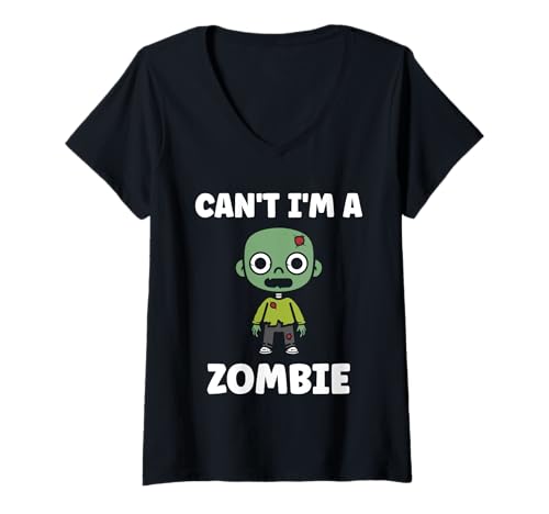 Damen Little Zombies Halloween Dead Can't I'm a Zombie T-Shirt mit V-Ausschnitt Damen Little Zombies Halloween Dead Can't I'm a Zombie T-Shirt mit V-Ausschnitt von Creature zombies simple zombie