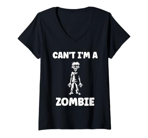 Damen Little Zombies Halloween Dead Can't I'm a Zombie T-Shirt mit V-Ausschnitt von Creature zombies simple zombie