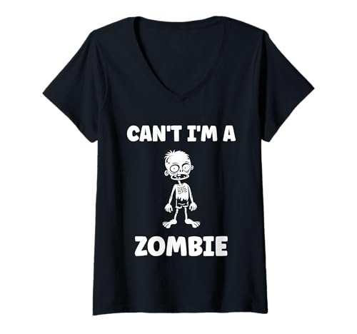 Damen Little Zombies Halloween Dead Can't I'm a Zombie T-Shirt mit V-Ausschnitt Damen Little Zombies Halloween Dead Can't I'm a Zombie T-Shirt mit V-Ausschnitt von Creature zombies simple zombie