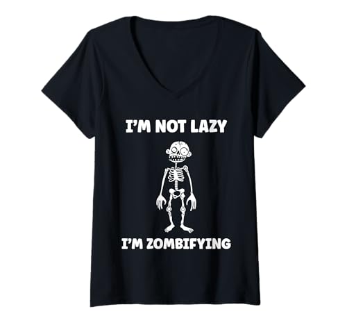 Damen Little Zombies Halloween Dead not Lazy I'm a Zombie T-Shirt mit V-Ausschnitt Damen Little Zombies Halloween Dead not Lazy I'm a Zombie T-Shirt mit V-Ausschnitt von Creature zombies simple zombie