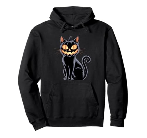 Gruselige Halloween Schwarze Katze Kürbis Jack-O-Lantern Männer Frauen Pullover Hoodie von Creepy Black Cat Jack-O-Lantern Halloween Kids