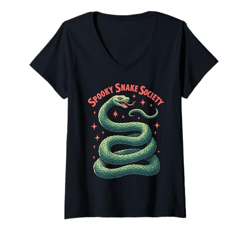 Damen Spooky Snake Society Halloween T-Shirt mit V-Ausschnitt Damen Spooky Snake Society Halloween T-Shirt mit V-Ausschnitt von Creepy Cool Halloween Artwork