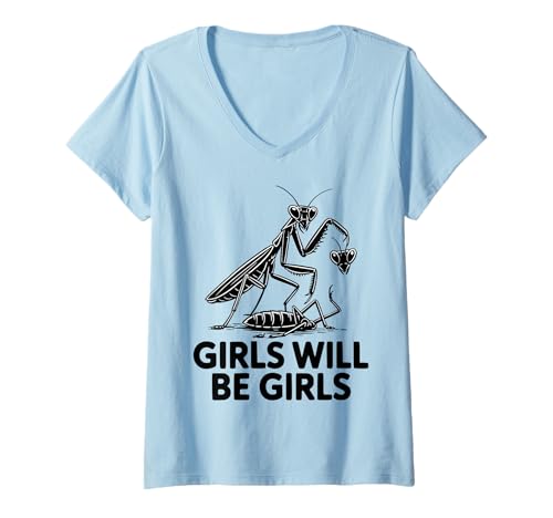 Damen Betende Mantis Lustiges gruseliges Insekt dunkler Humor T-Shirt mit V-Ausschnitt Damen Betende Mantis Lustiges gruseliges Insekt dunkler Humor T-Shirt mit V-Ausschnitt von Creepy Crawlers Bug Lovers Insect Enthusiast Tees