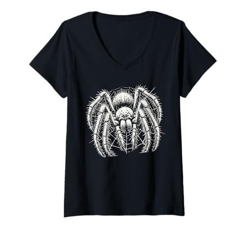 Damen Gruselige Spinne - Scary Tarantula Halloween T-Shirt mit V-Ausschnitt Damen Gruselige Spinne - Scary Tarantula Halloween T-Shirt mit V-Ausschnitt von Creepy Crawlies Apparel