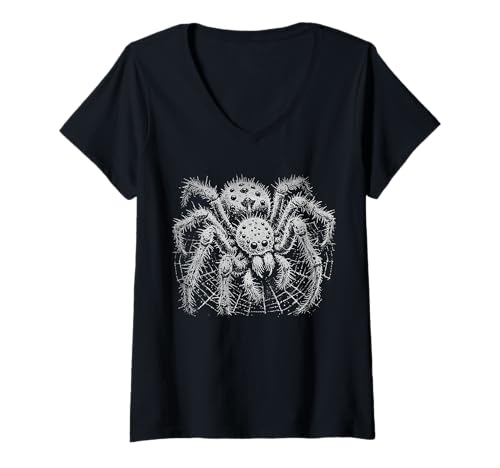 Damen Gruselige Spinne - Scary Tarantula Halloween T-Shirt mit V-Ausschnitt Damen Gruselige Spinne - Scary Tarantula Halloween T-Shirt mit V-Ausschnitt von Creepy Crawlies Apparel