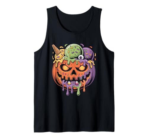 Kürbis Eiscreme Monster Halloween Damen Herren Tank Top Kürbis Eiscreme Monster Halloween Damen Herren Tank Top von Creepy Jack O Lantern Ice Cream Dripping