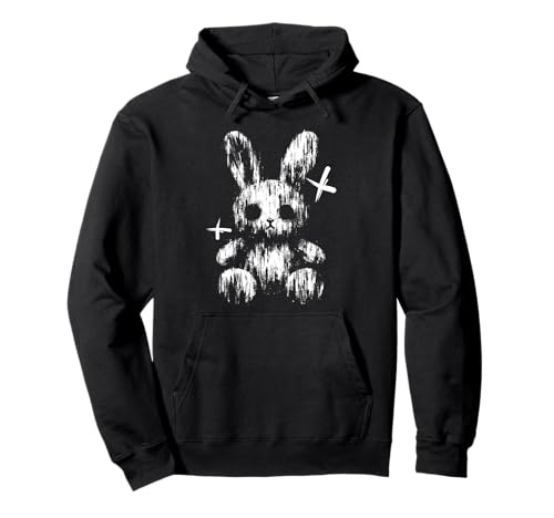 Gruseliges Anime-Goth-Hase Hase Japanisches Anime-Goth-Mädchen Pullover Hoodie von Creepy Kawaii Bunny Japanese Mythology Gothic