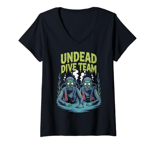 Damen Undead Dive Team Zombie-Tauchen an Halloween T-Shirt mit V-Ausschnitt Damen Undead Dive Team Zombie-Tauchen an Halloween T-Shirt mit V-Ausschnitt von Creepy Ocean Apparel