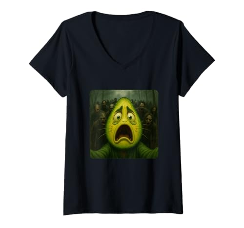 Damen Avocado Selfie Zombies Apokalypse Humor Lustig Halloween T-Shirt mit V-Ausschnitt Damen Avocado Selfie Zombies Apokalypse Humor Lustig Halloween T-Shirt mit V-Ausschnitt von Creepy Post-Apocalyptic Survival Horror Comedy