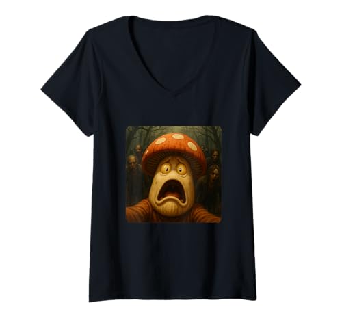 Damen Pilz Selfie Zombies Apokalypse Humor Lustig Halloween T-Shirt mit V-Ausschnitt Damen Pilz Selfie Zombies Apokalypse Humor Lustig Halloween T-Shirt mit V-Ausschnitt von Creepy Post-Apocalyptic Survival Horror Comedy