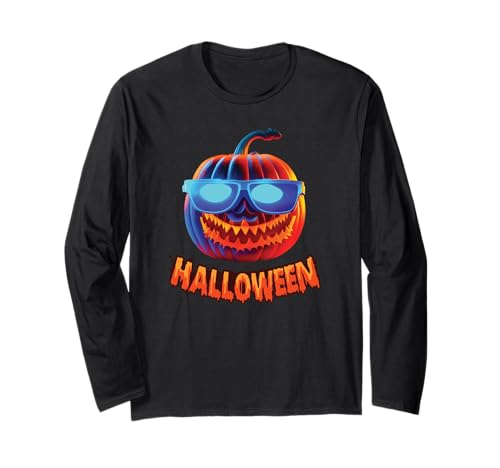 Scary Jack O Lantern Kürbis Halloween Kostüm Jungen Mädchen Langarmshirt von Creepy Spooky Gruselig Verkleidung Damen Herren