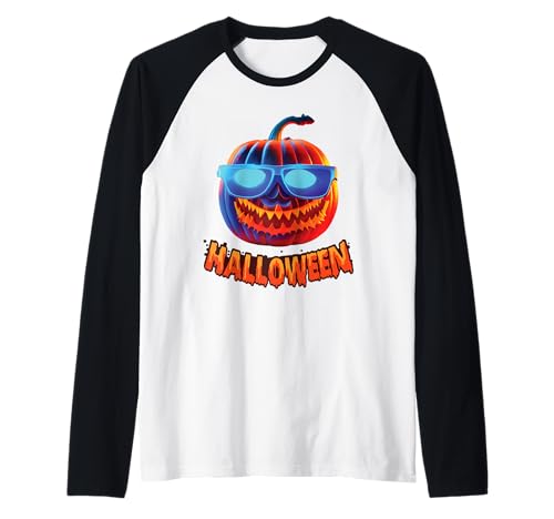 Scary Jack O Lantern Kürbis Halloween Kostüm Jungen Mädchen Raglan von Creepy Spooky Gruselig Verkleidung Damen Herren