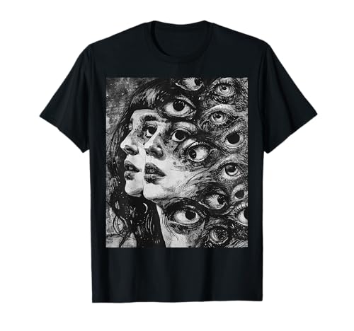 Who Am I - Gruseliges Manga Girl Horror Psychologische Kunst T-Shirt von Anass Benktitou Psychological Horror Art