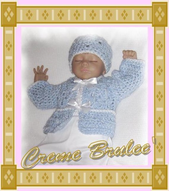 Creme Brulee "Baby Jungen Pullover Und Mütze Set - Vier Säugling Größen Frühchen Neugeborene Baby von CremeBruleCollection