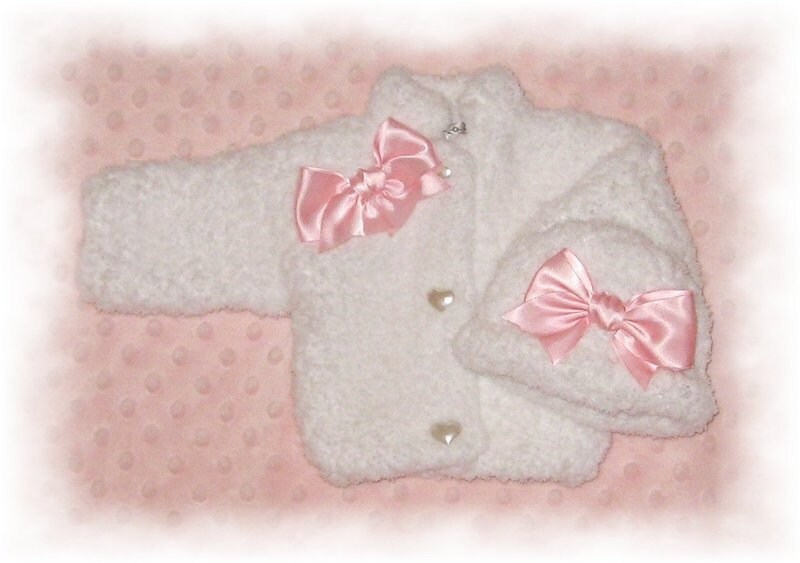 Creme Brulee Weicher Fleece Chenille Pullover & Mütze -5 Säuglingsgrößen Einschließlich Frühchen-Kostenloser Versand von CremeBruleCollection