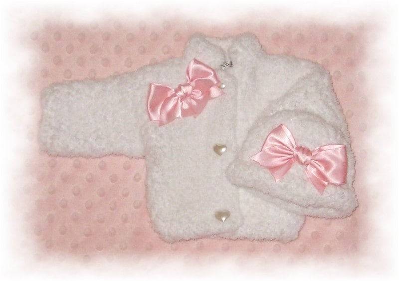Creme Brulee Weicher Fleece Chenille Pullover & Mütze -5 Säuglingsgrößen Einschließlich Frühchen-Kostenloser Versand von CremeBruleCollection