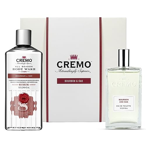 CREMO BOURBON & OAK Geschenk Set für Männer - Eau de toilette 100ml + Gel Douche 473ml - warm, würziger Duft von Cremo