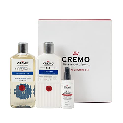 Cremo - Grooming Gift Set Kit For Men | Shower Gel | 2 in 1 Shampoo and Conditioner | Face Moisturiser, clear von Cremo