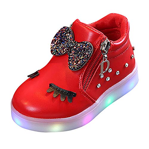 Babyschuhe Junge Mädchen Leuchtende Turnschuhe Sport Infant Bowknot Stiefel Schuhe Kristall Blink Schuhe Baby Sportschuhe Mit Flachem Boden Anti-Rutsch Sneaker Einzelne Schuhe von CreoQIJI