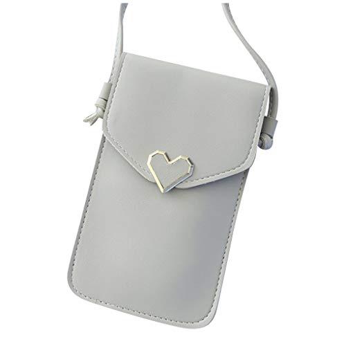 CreoQIJI Camcorder Taschen Body-berühren Minitasche Umhängetasche Brieftasche Brieftasche für Frauen Karpfen Taschen (Grey, One Size) von CreoQIJI