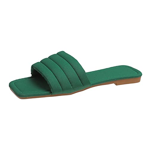 CreoQIJI Damenschuhe, mehrfarbig, offener Zeh, lässig, flache Sandalen und Hausschuhe Schuhe Damen Classic (Green, 37) von CreoQIJI