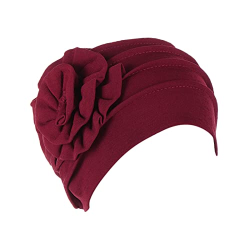 CreoQIJI Ethnische böhmische Blumen-Haar-Abdeckungs-Verpackungs-Turban-Kopfbedeckungs-Turban-Kappe für Frauen-Hut-Kappe Schweißband Herren Handgelenk (A, One Size) von CreoQIJI