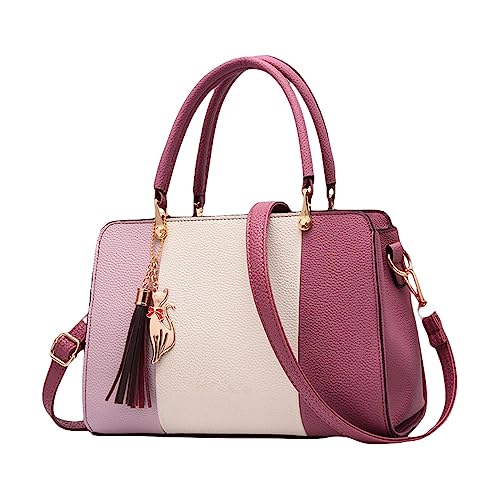 CreoQIJI Gürtel Taschen modische Handtasche, Damen-Geldbörse, Satchel-Einkaufstasche, Ledertasche für Damen Plastik Taschen (Pink, One Size) von CreoQIJI