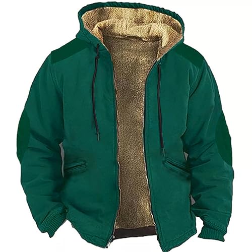 CreoQIJI Herren Jacke Teddyfutter Winterjacke Hooded Zipjacke Herren Winterparka Winddicht Thermojacke | mit Taschen Outdoorjacke Herren Skijacke Winter Sweatjacke S M L XL XXL 3XL 4XL 5XL von CreoQIJI