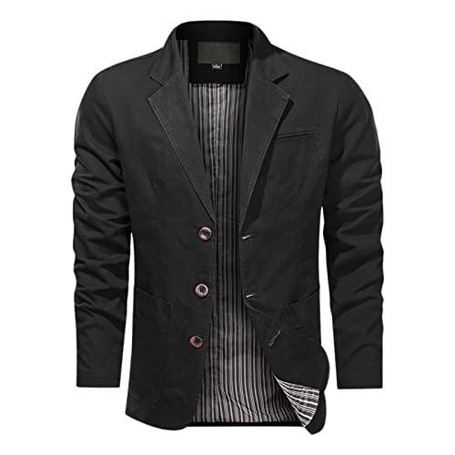 CreoQIJI Herren Sakko übergröße Blazer Herbst Anzugsakko Baumwolle | Chino Freizeitanzug Herren Outdoorjacke 3 Knopf Sportlich Herrenjacken für Hochzeit Business Größe L XL XXL 3XL 4XL von CreoQIJI