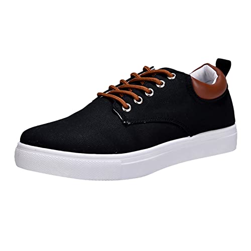 CreoQIJI Herren Sommer Schuhe Männer Low Top Canvas Wanderschuhe schnüren Mode Turnschuhe Freizeitschuhe Walking Schuhe Herren 48 (Black, 45) von CreoQIJI