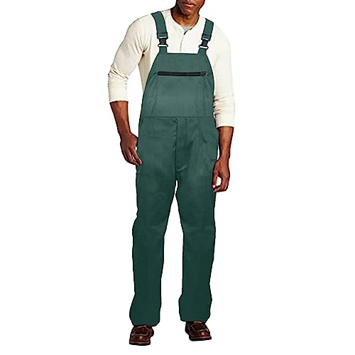 CreoQIJI Herrenfreizeitanzug Jeans-Latzhose für Herren, entspannte Passform, Arbeitskleidung mit verstellbaren Trägern und praktischen Werkzeugtaschen Anzug Herren 98 (Green, L) von CreoQIJI