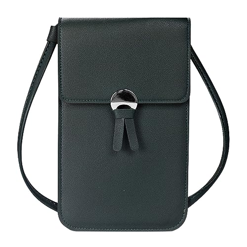 CreoQIJI Herrenhose Mit Seitlichen Taschen Crossbody-Geldbörsen für Frauen, verstellbarer Riemen, Umhängetasche mit sichtbarem Handy-Fenster, Damen, lässige Channel Taschen Damen Schwarz (B, One Size) von CreoQIJI