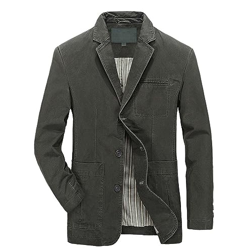 CreoQIJI Herrenjacke Übergangsjacke Sportlich Lässiger modischer Herrenanzug aus reiner Baumwolle, Business-Gentleman-Reversanzug Sommer Herren Mantel (AG, XXXXL) von CreoQIJI