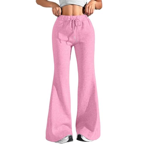 CreoQIJI Hose Damen Schlaghose Sexy Y2K Low Waist Yogahose Lang Stretch Bootcut Freizeithose mit Gummizug Jogginghose Grau Flared Hose Lässige Sport Trainingshose Bequem Sweathose Sporthose von CreoQIJI