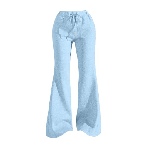 CreoQIJI Hose Damen Schlaghose Sexy Y2K Low Waist Yogahose Lang Stretch Bootcut Freizeithose mit Gummizug Jogginghose Grau Flared Hose Lässige Sport Trainingshose Bequem Sweathose Sporthose von CreoQIJI