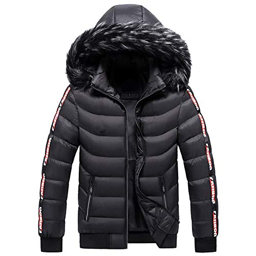 CreoQIJI Jacke Herren Winter Steppjacke Verdickte Jacke Mit Abnehmbarer Kapuze für Warm Winddicht Herren-Baumwolljacke Cord Kurz Farbnähte mit Reißverschluss Winterjacke für Outdoor Skijacke M-5XL von CreoQIJI