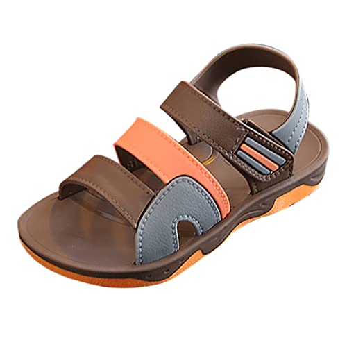 CreoQIJI Jungs Sandalen Größe 23 Kinder Mode Sommer Sandalen Strand Outdoor Kinder Schnalle Rutschfeste Flache Baby Mädchen Schuhe Däumling Sandalen Schmal Junge (Brown, 31.5 Little Child) von CreoQIJI