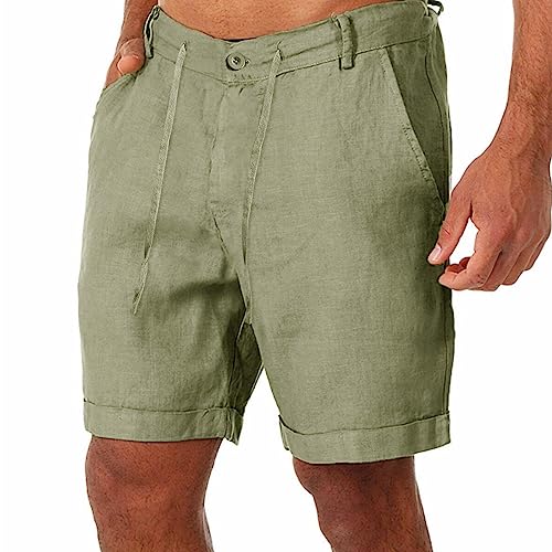 CreoQIJI Kurze Hose Herren Sommer | Baggy Knielang Short Boxershorts Stretch Baumwolle Laufshorts mit Handytasche Gummizug Sportshorts Weich Bequem Strand Shorts Sommer Herren Shorts S-3XL von CreoQIJI