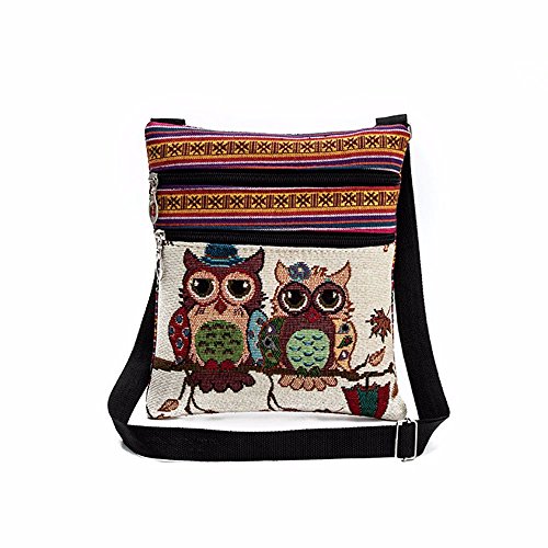 CreoQIJI Nähmaschinen Taschen Pakettasche Frauen Handtaschen Schulter gestickt Tote Tasche von Postman OWL Kosmetik Taschen Damen (A, One Size) von CreoQIJI