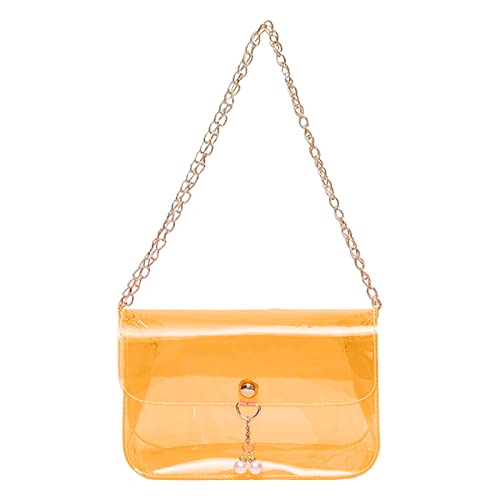 CreoQIJI Osterhasen Taschen Damen-Umhängetasche, modischer Perlenanhänger, transparente Schnalle, leichte und vielseitige Umhängetasche Nordlicht Taschen Damen Original (Orange, One Size) von CreoQIJI