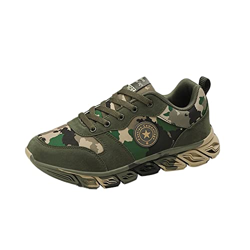 CreoQIJI Paar Freizeit Frauen Männer Lace Up Camouflage Reise weiche Sohle Bequeme Schuhe Outdoor Schuhe Runing Schuhe Barfuß Schuhe Damen 39 (Green, 40) von CreoQIJI