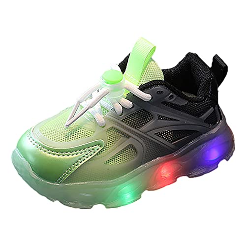 CreoQIJI Schlupf Turnschuhe Mode Licht auf Babyschuhe Casual Kinderschuhe Sandalen mit weichen Sohlen Kinder Sportschuhe Hallenschuhe 33 (Green, 26 Toddler) von CreoQIJI